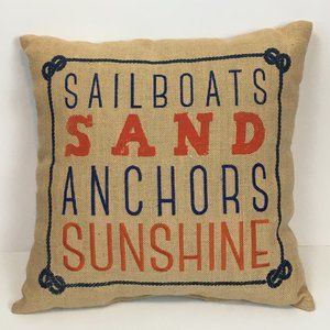 Set of 2 Tan Nautical Burlap Pillows